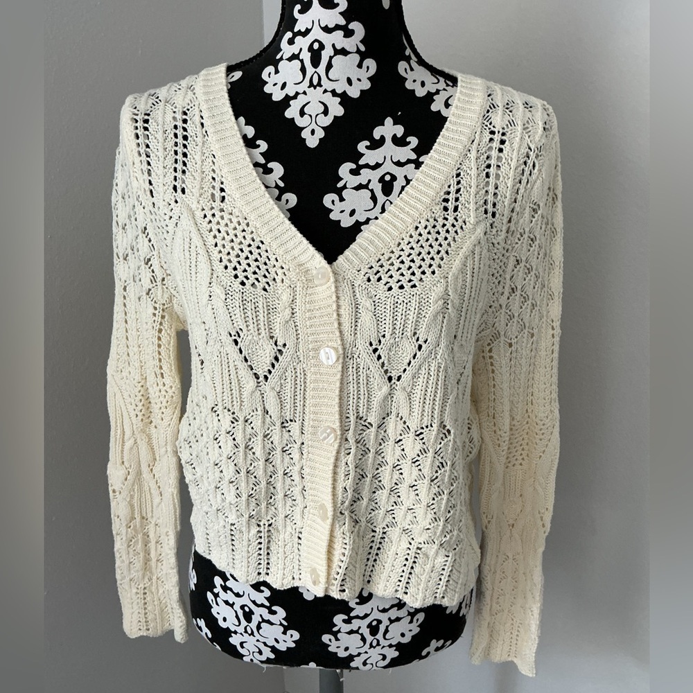 Altar'd State Cream Knit Cardigan